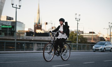 Woman riding an electric bike